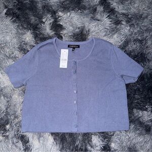 Kendall & Kylie Lavender Short Sleeve Button-Front Top